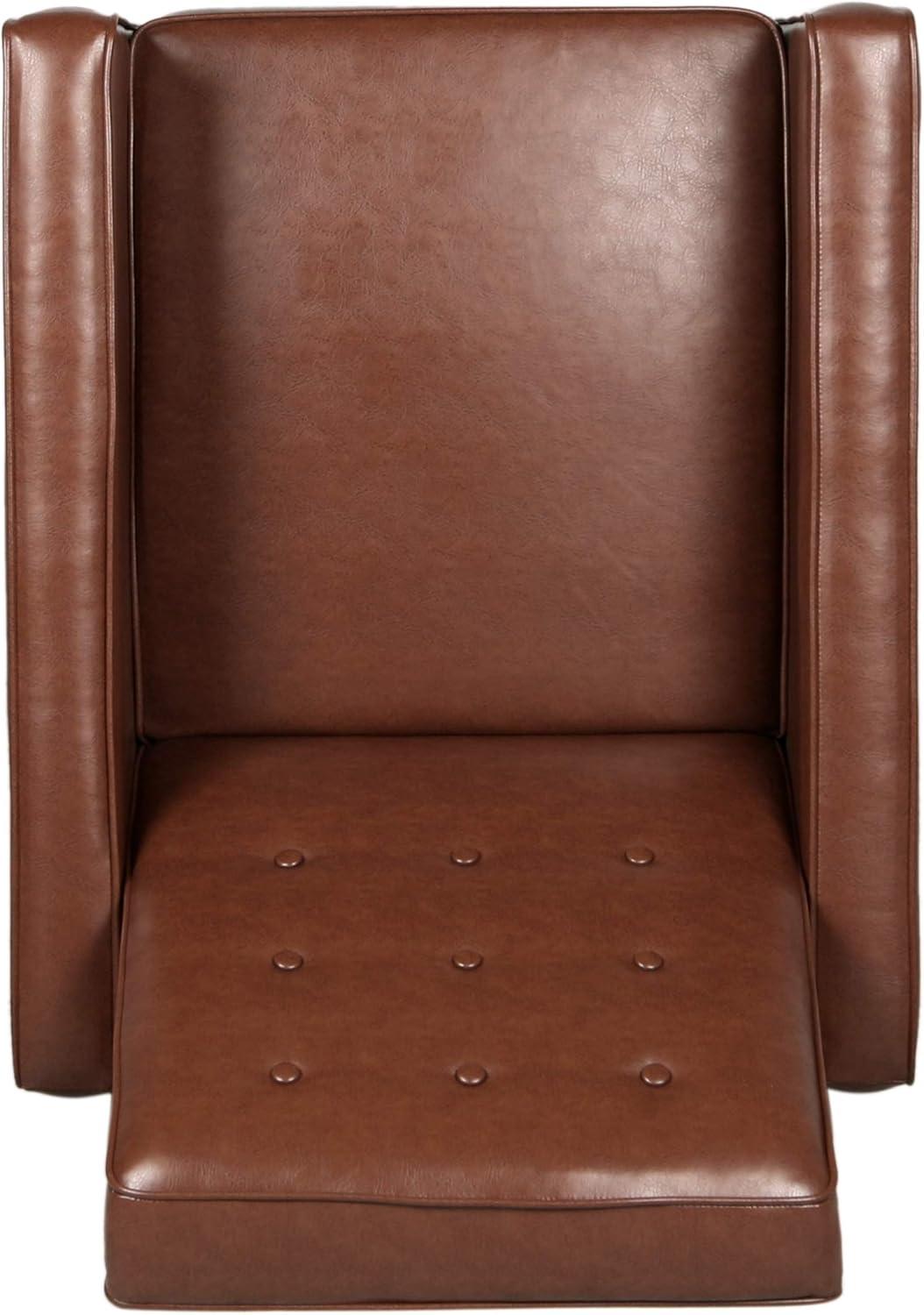 Mervynn Mid-Century Modern Button Tufted Recliner Cognac Brown/Dark Espresso - Christopher Knight Home