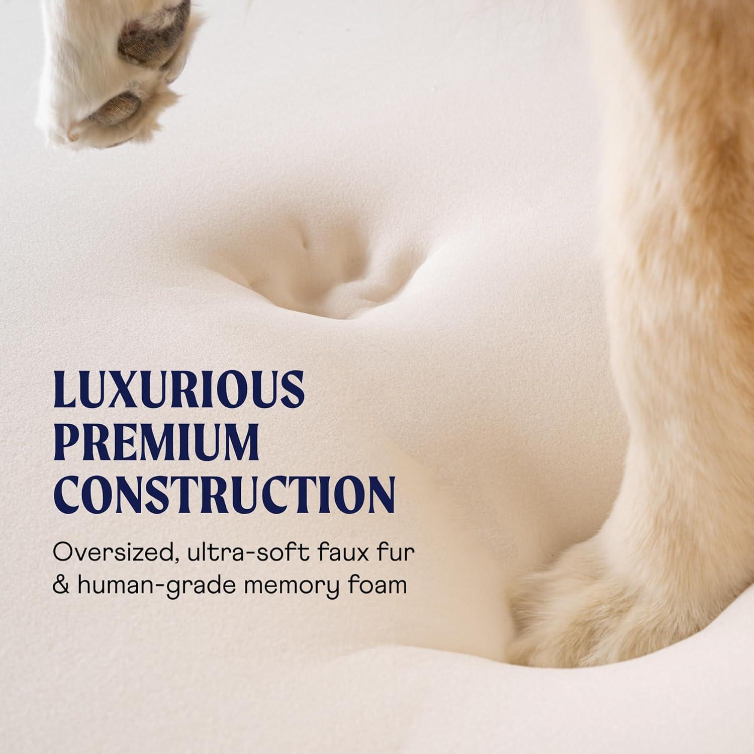 PAW BRANDS PupCloud Human-Size Faux Fur Memory Foam Dog Bed (Charcoal Grey)