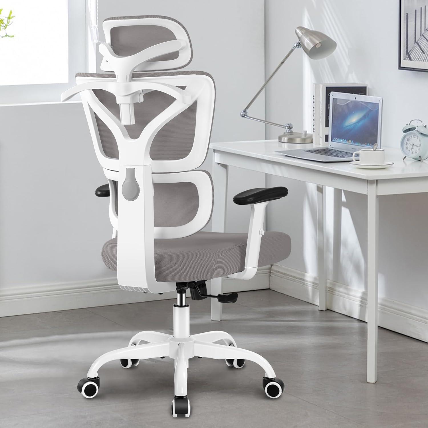 Gray Ergonomic High Back Mesh Office Chair with Adjustable Armrests