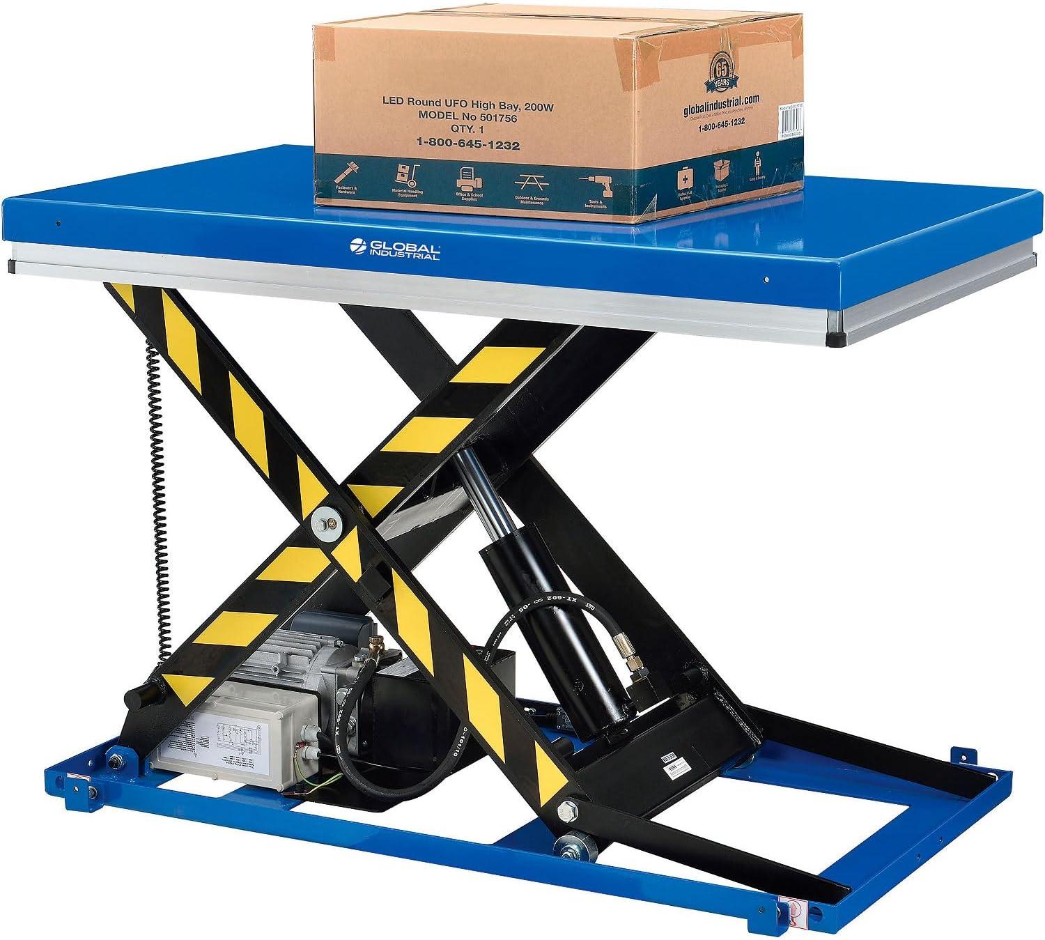 Global Industrial Power Scissor Lift Table, Hand & Foot Control, 48" x 36", 2200 Lb Capacity