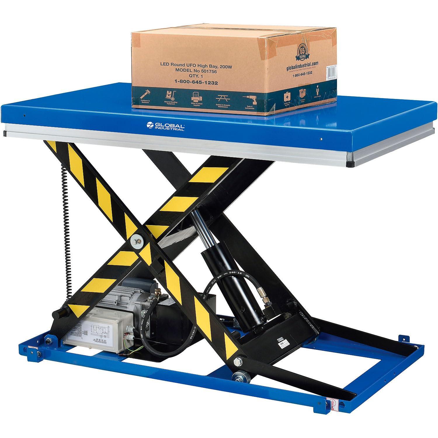 Global Industrial Power Scissor Lift Table, Hand & Foot Control, 48" x 36", 2200 Lb Capacity