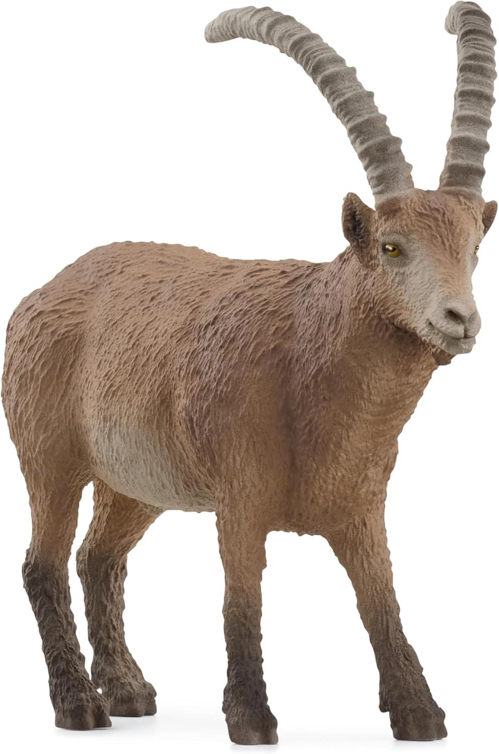 Realistic Brown and Gray Ibex Wild Animal Toy Figurine