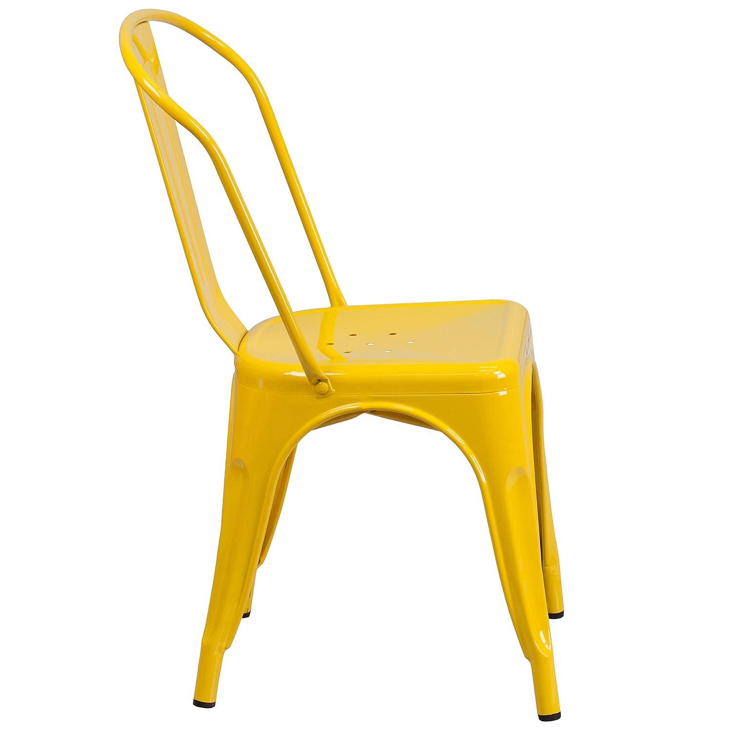 Flash Furniture Commercial Grade Yellow Metal Indoor-Outdoor Stackable Chair