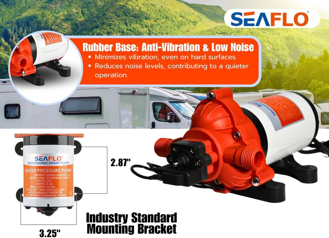 Seaflo, 1.2A, 115V, 33 Series Industrial Pressure with Power Plug Water Transfer Pump, 3.3 GPM