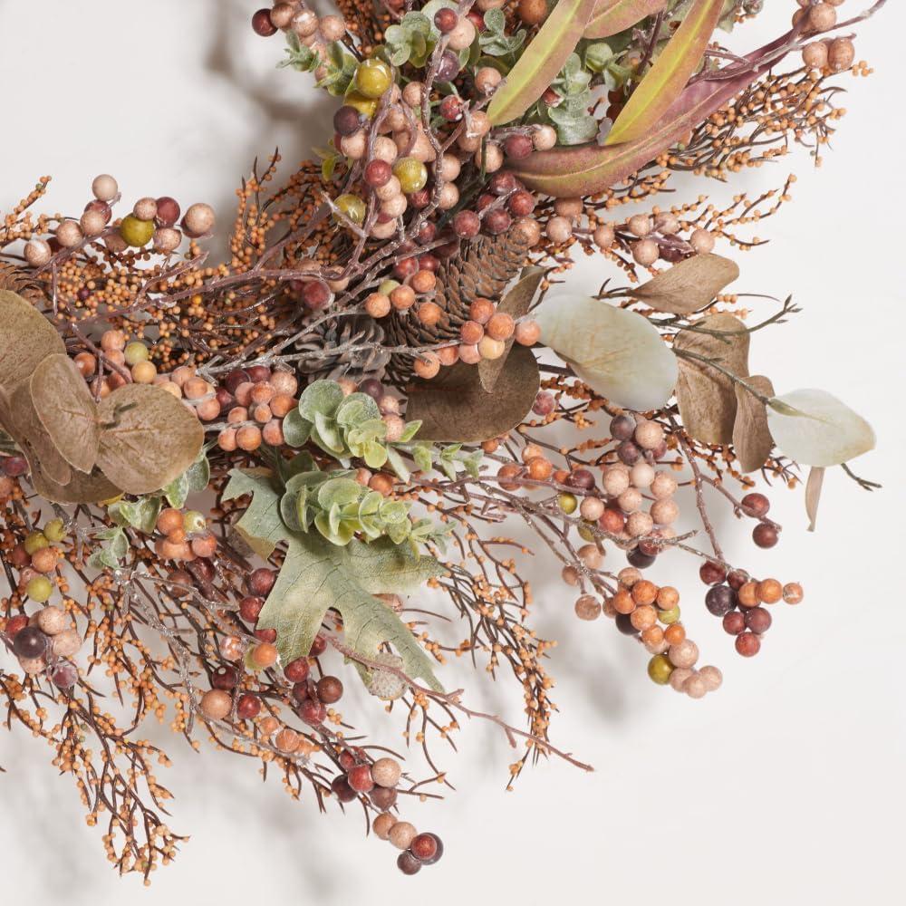 Faux 26" Berry & Acorn Wreath - Brown/Green - Safavieh