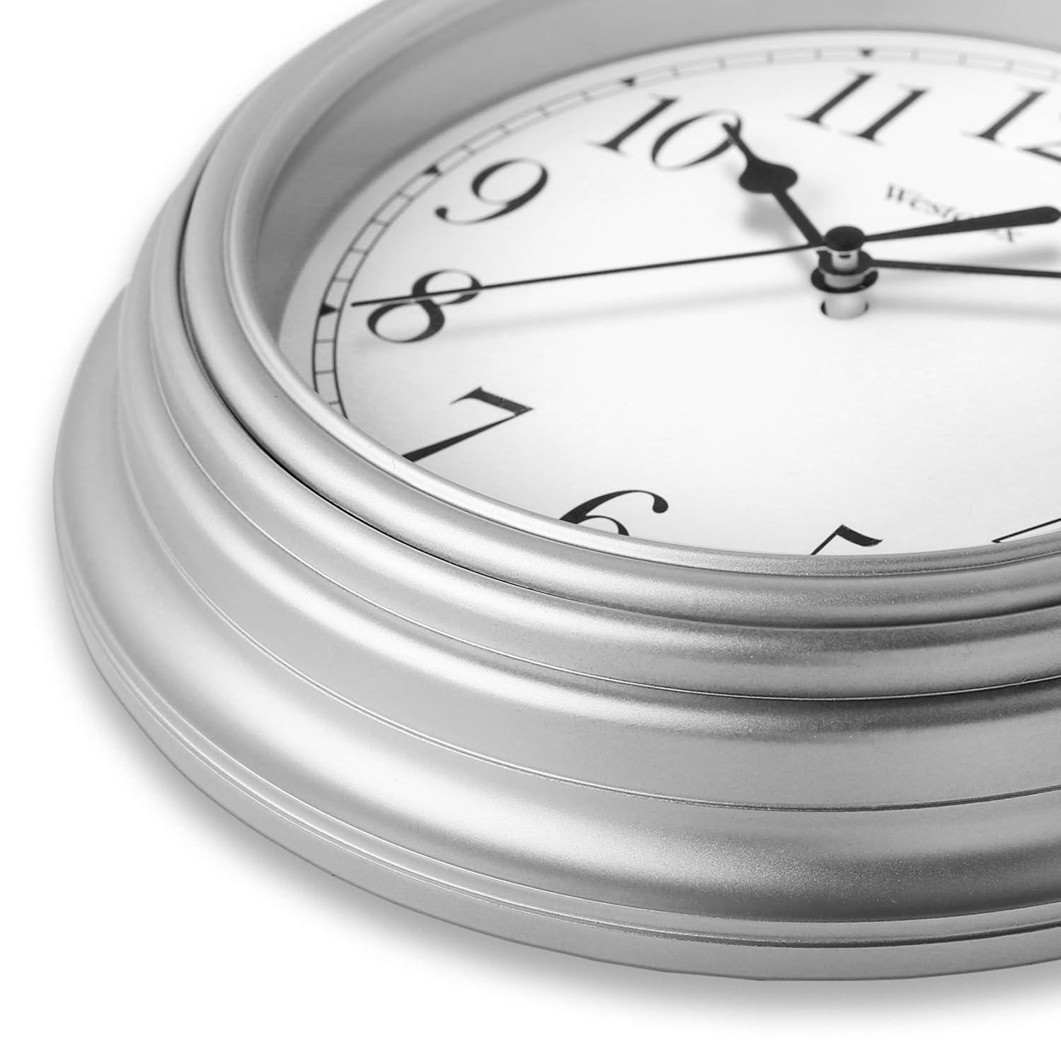 Westclox 9 inch Silver Round Simplicity Analog QA Wall Clock