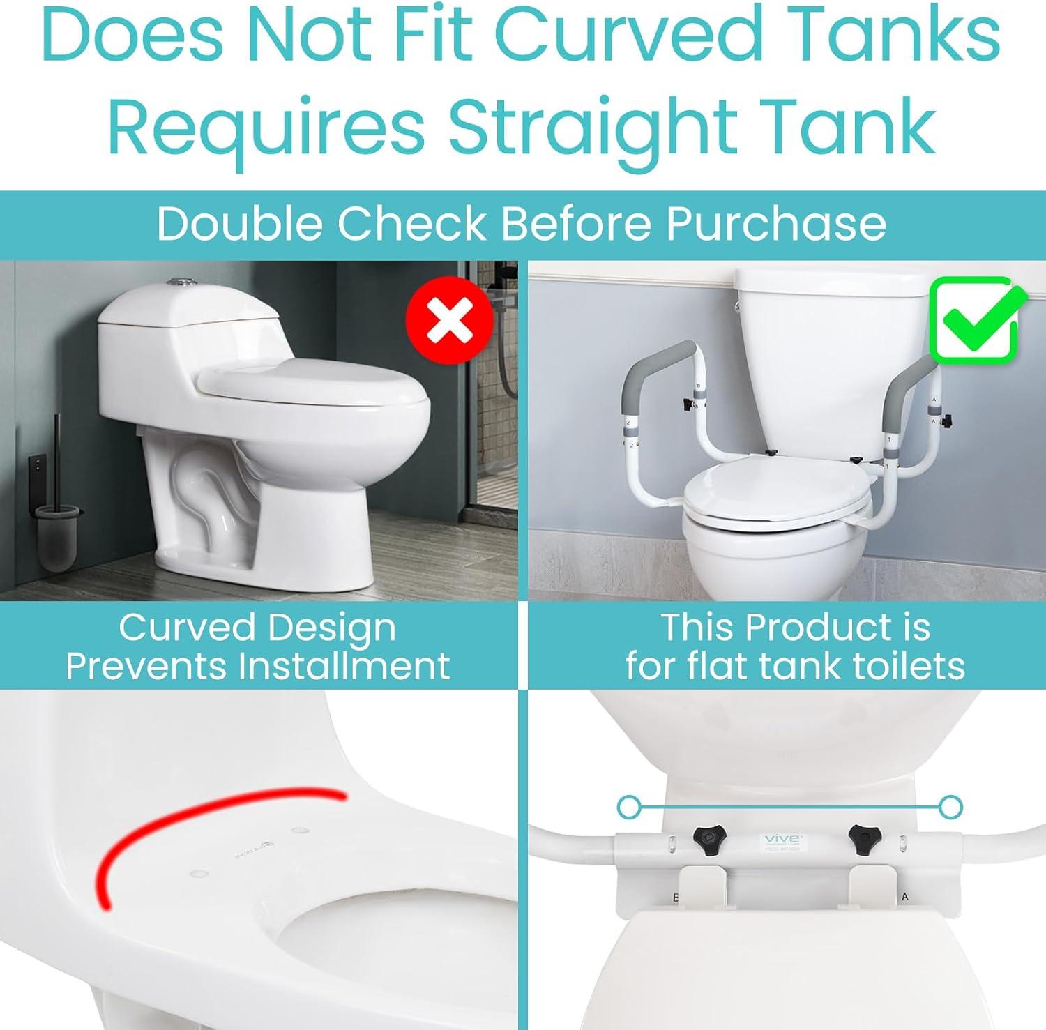 Vive Adjustable Compact Toilet Rail - Adjustable Grab Bar, Compact Support Frame with Handrail for Bathroom Toilet Seat, Weight Capacity 300lbs