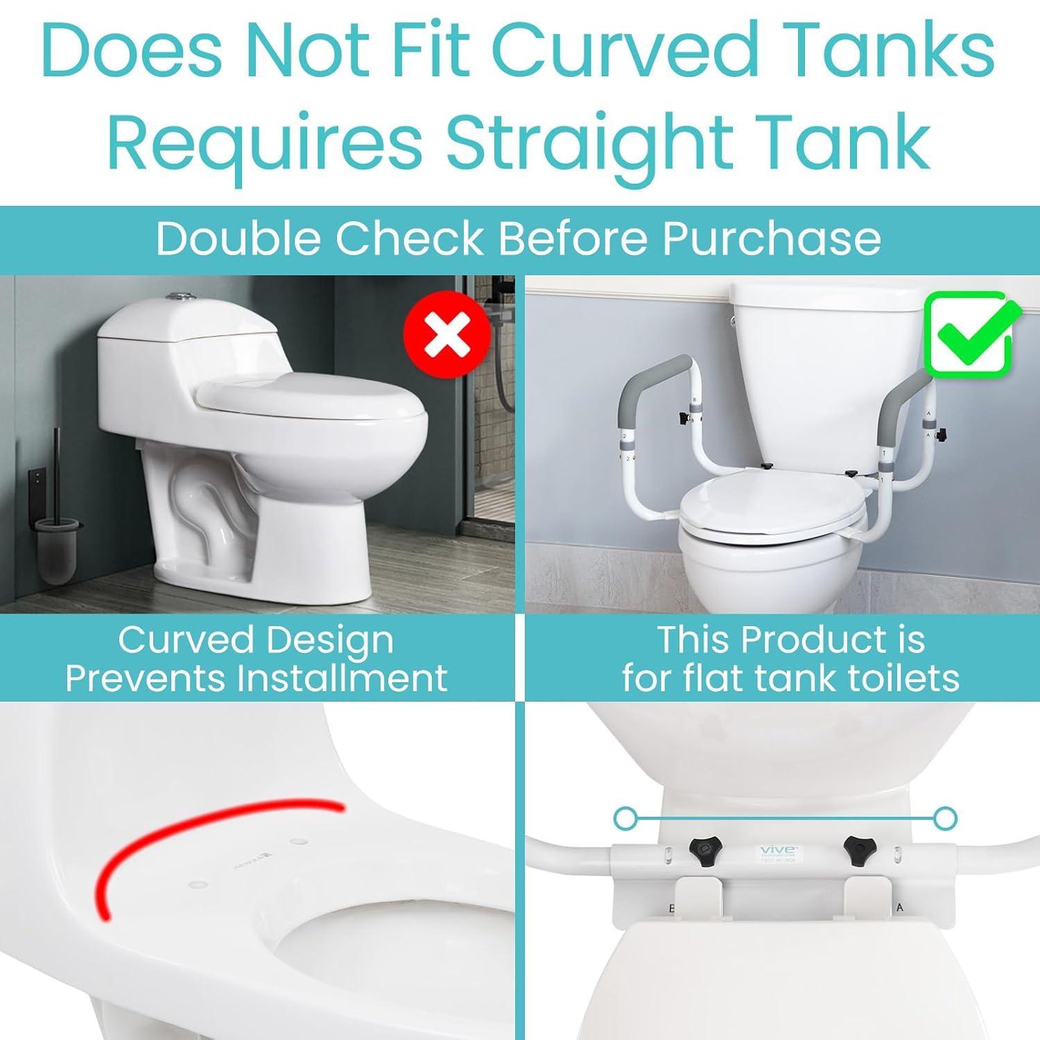 Vive Adjustable Compact Toilet Rail - Adjustable Grab Bar, Compact Support Frame with Handrail for Bathroom Toilet Seat, Weight Capacity 300lbs