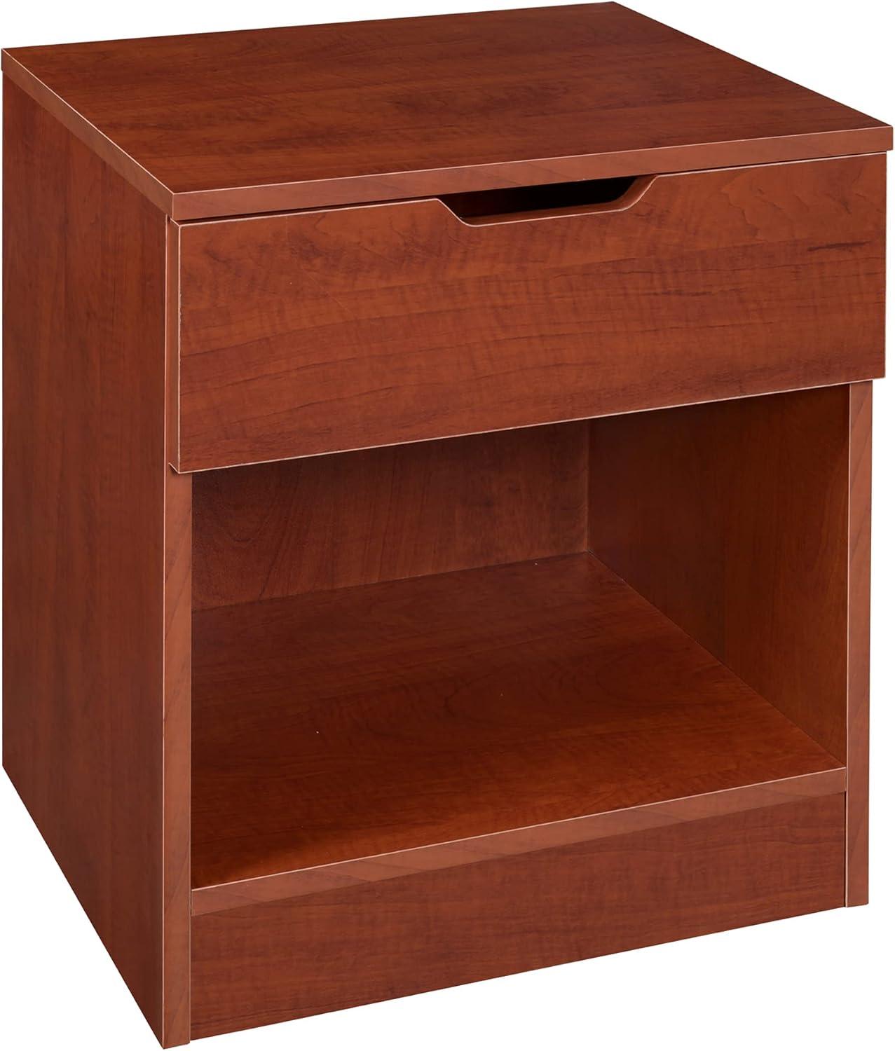 Compact Cherry Wood-Laminate Nightstand with LockDowel Assembly