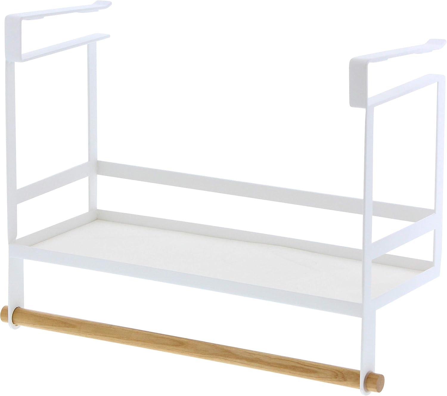 White Steel and Wood Undershelf Kitchen Organizer