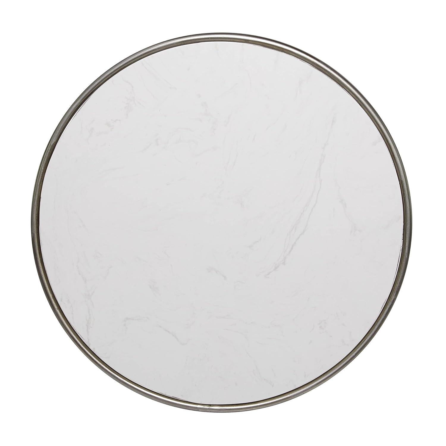 Industrial Marble Accent Table Silver - Olivia & May: Pedestal, No Assembly Required