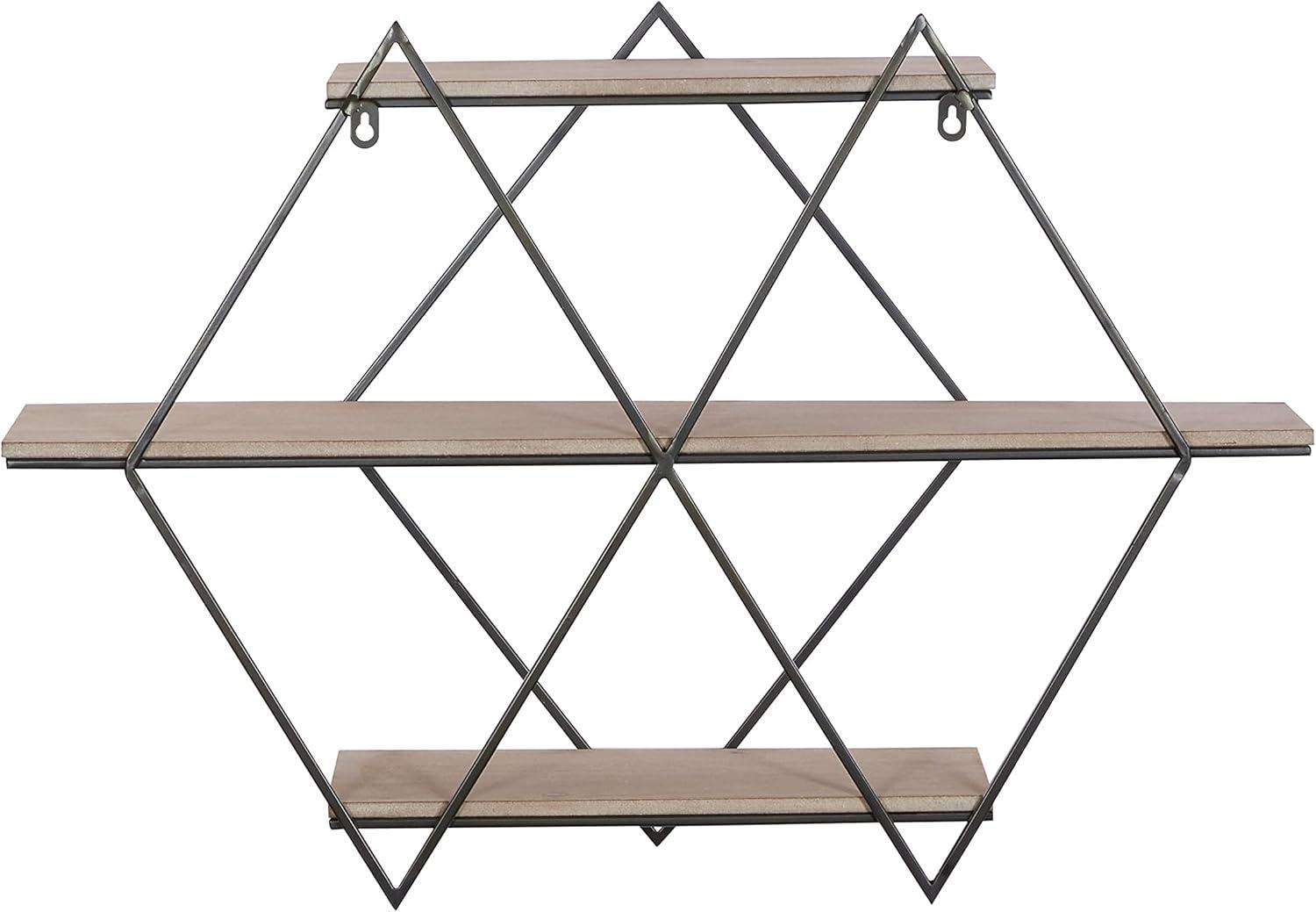 DecMode Brown Wood Contemporary Wall Shelf