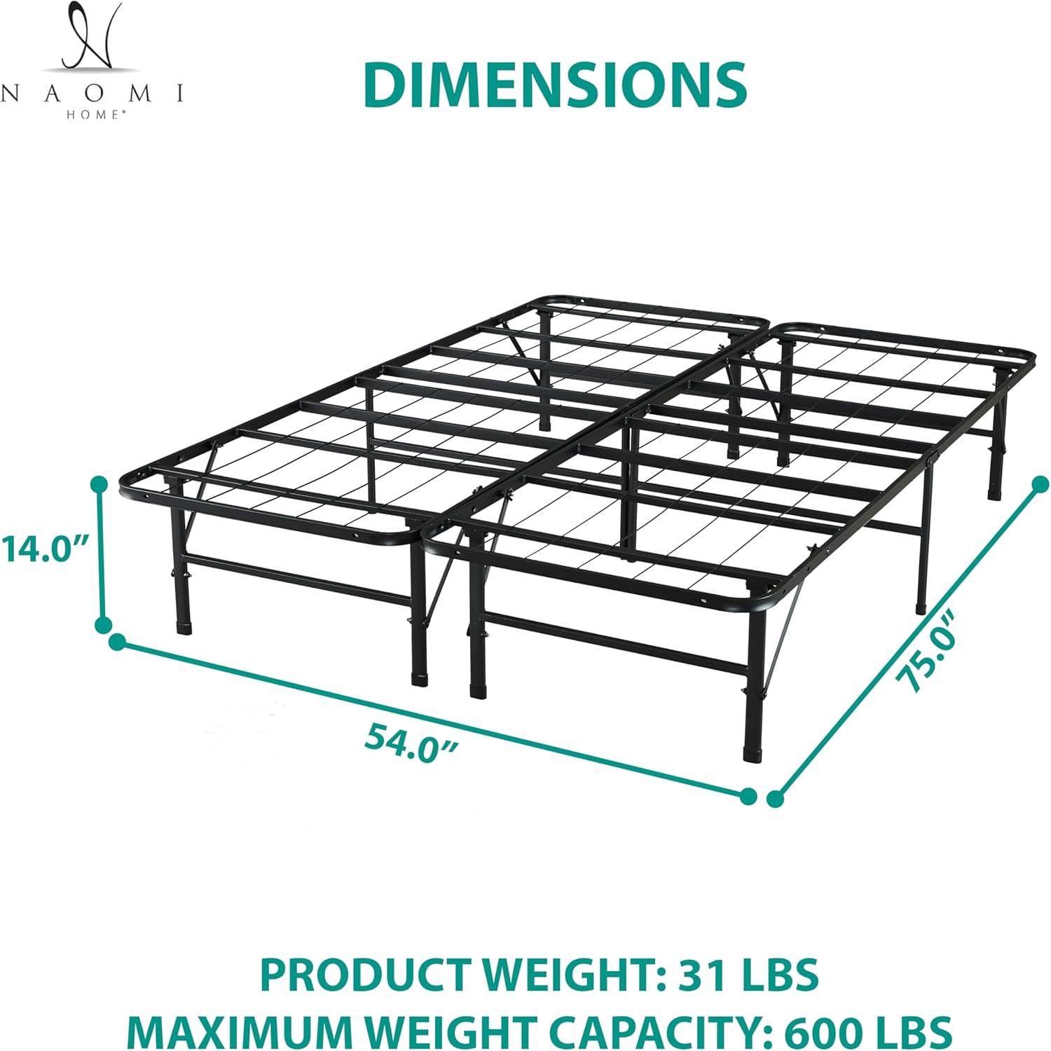 Alwyn Home Muscoy 14" Foldable Steel Bed Frame, No Box Spring Needed, Underbed Storage , Easy Assembly