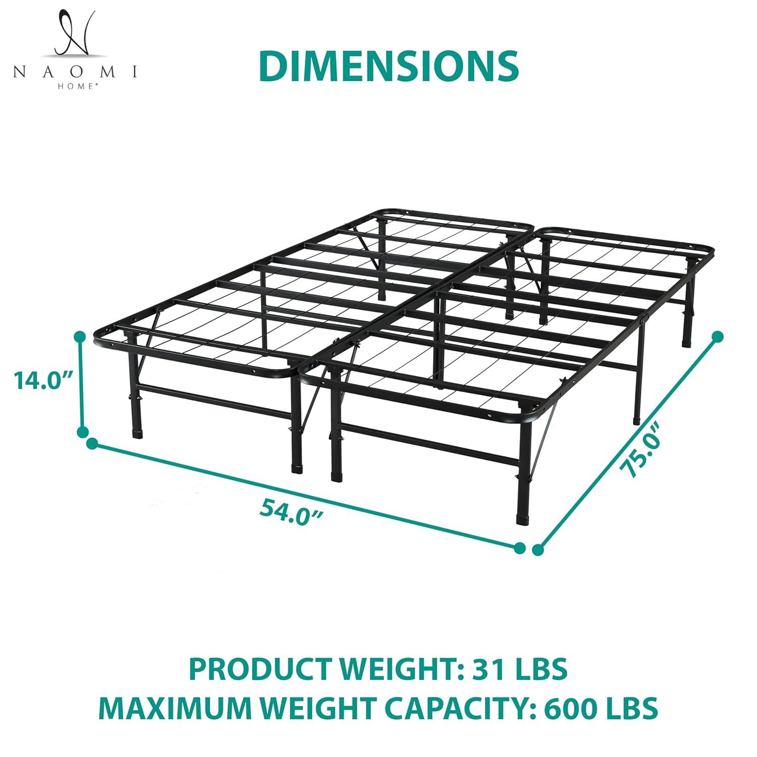 Alwyn Home Muscoy 14" Foldable Steel Bed Frame, No Box Spring Needed, Underbed Storage , Easy Assembly