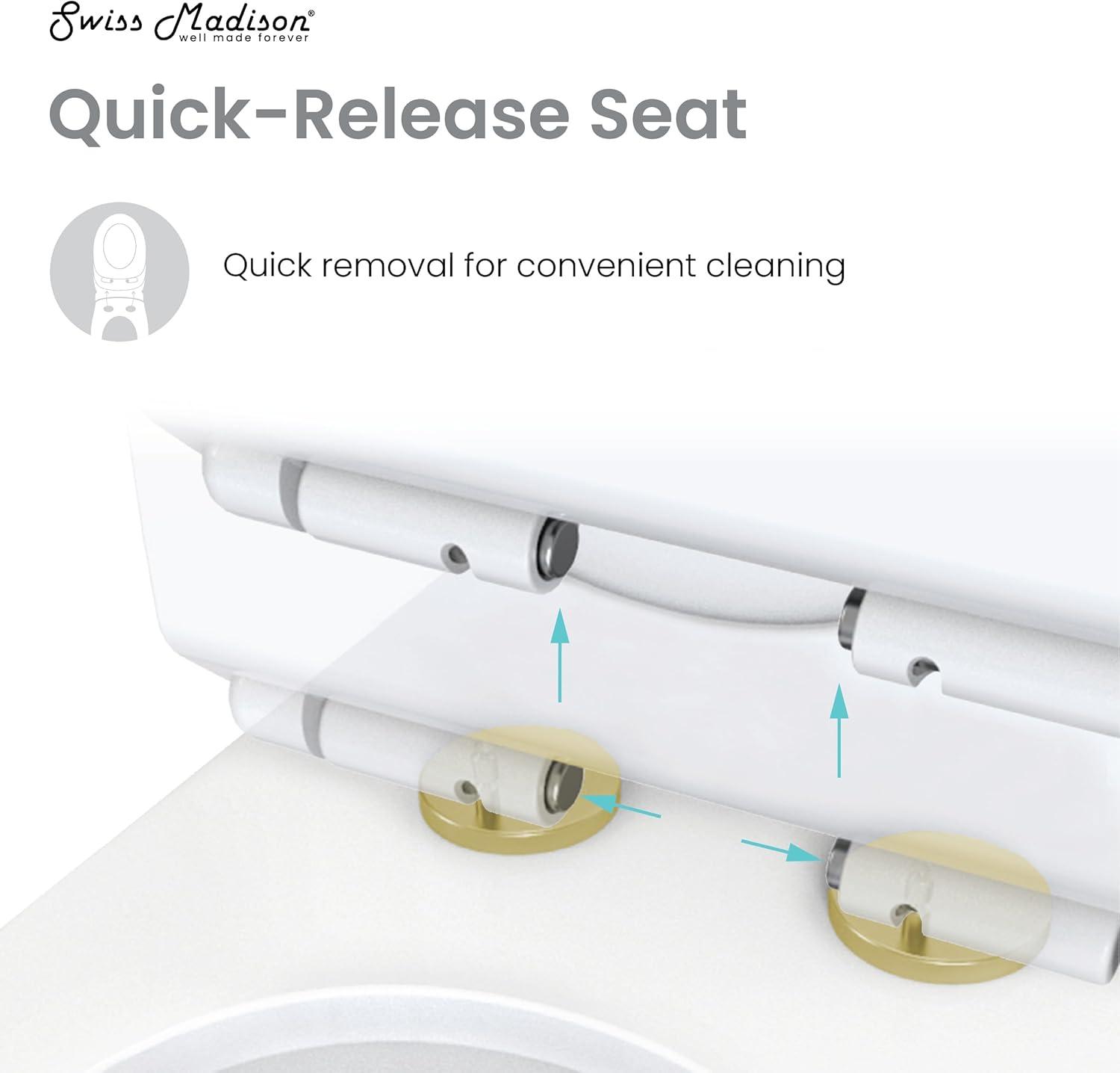 Swiss Madison Besanxcon Glossy White Elongated Standard height 12-in Rough-In 1.6 GPF Touchless Smart Compatible Slow Close Feature 1-piece Toilet