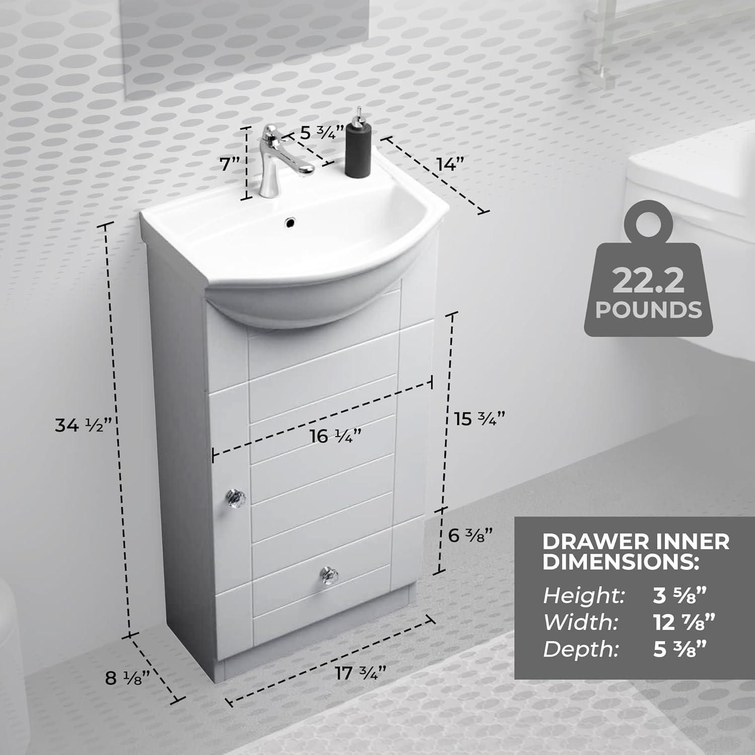 White 34.5" Porcelain and MDF Bathroom Vanity Sink