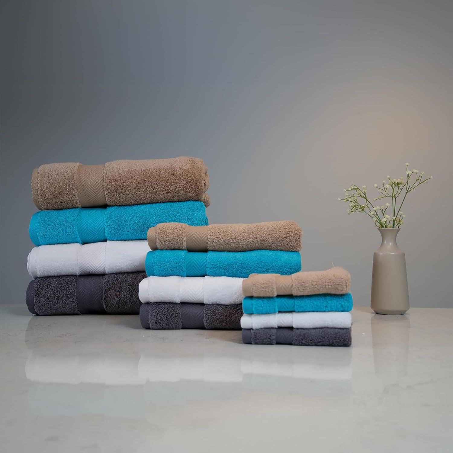 MAKROTEKS TEXTILE LLC Towels Beyond Becci Collection %100 Turkish Cotton Highly Absorbent & Quick Dry Soft Bath Towel Set of 6 Aqua