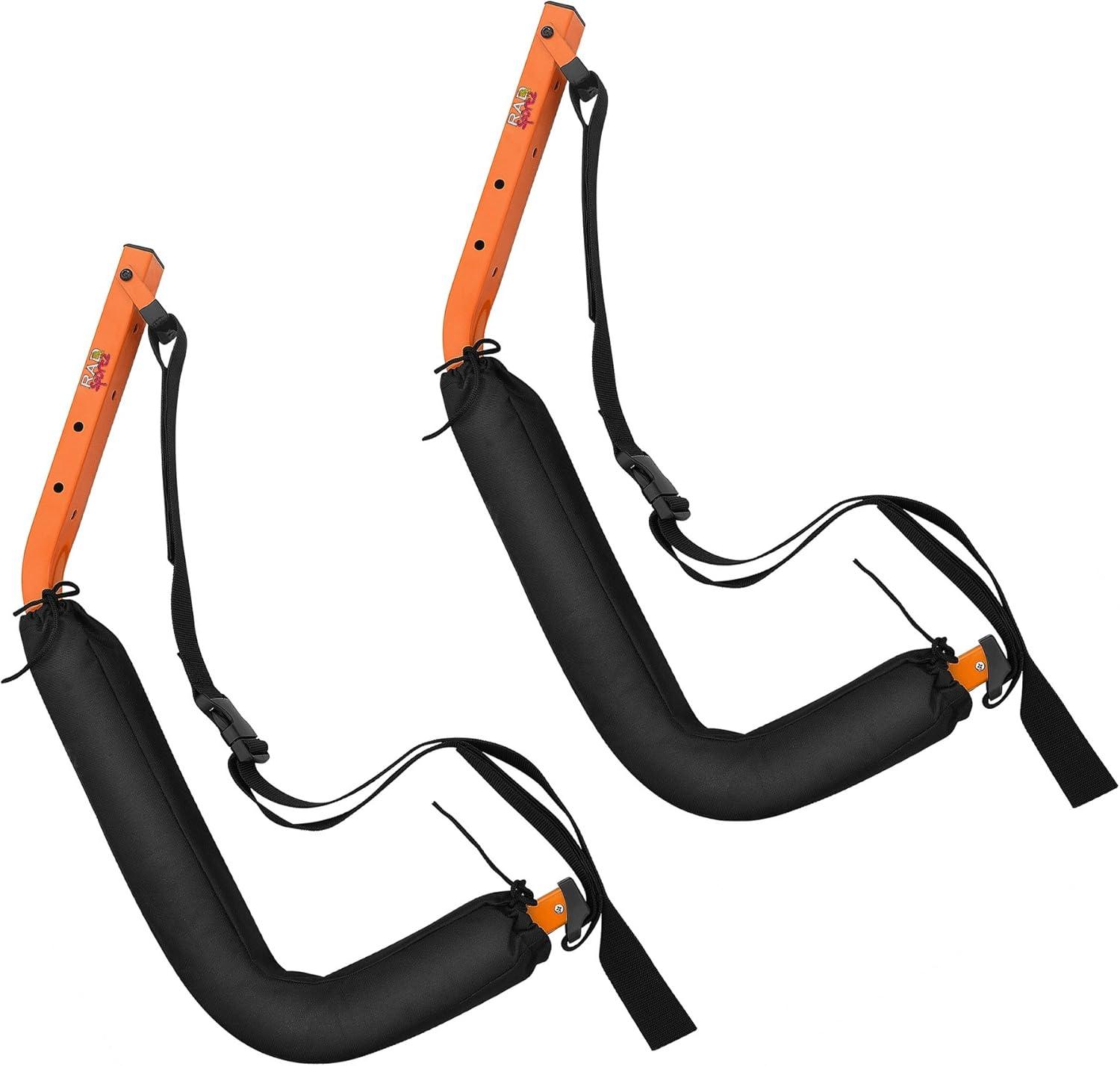 Kayak Storage System - Set of 2 Wall Mount Storage Hangers - 150lb Capacity Rack for Kayaks, Surfboards, Canoes, or Snowboards by Rad Sportz (Orange)