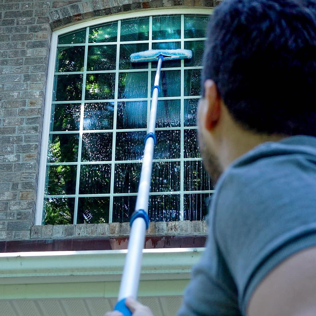 Unger Professional Connect and Clean 6’-12’ Aluminum Telescopic Extension Pole with Locking Cone and Quick-Flip Clamp, Compatible with Cleaning Tool Attachments, Indoor and Outdoor Use