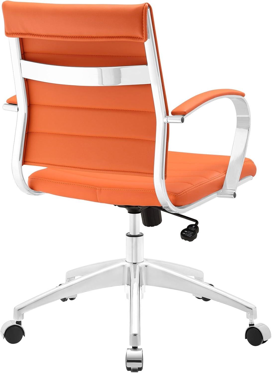 Modern Contemporary Office Chair, Orange Faux Leather