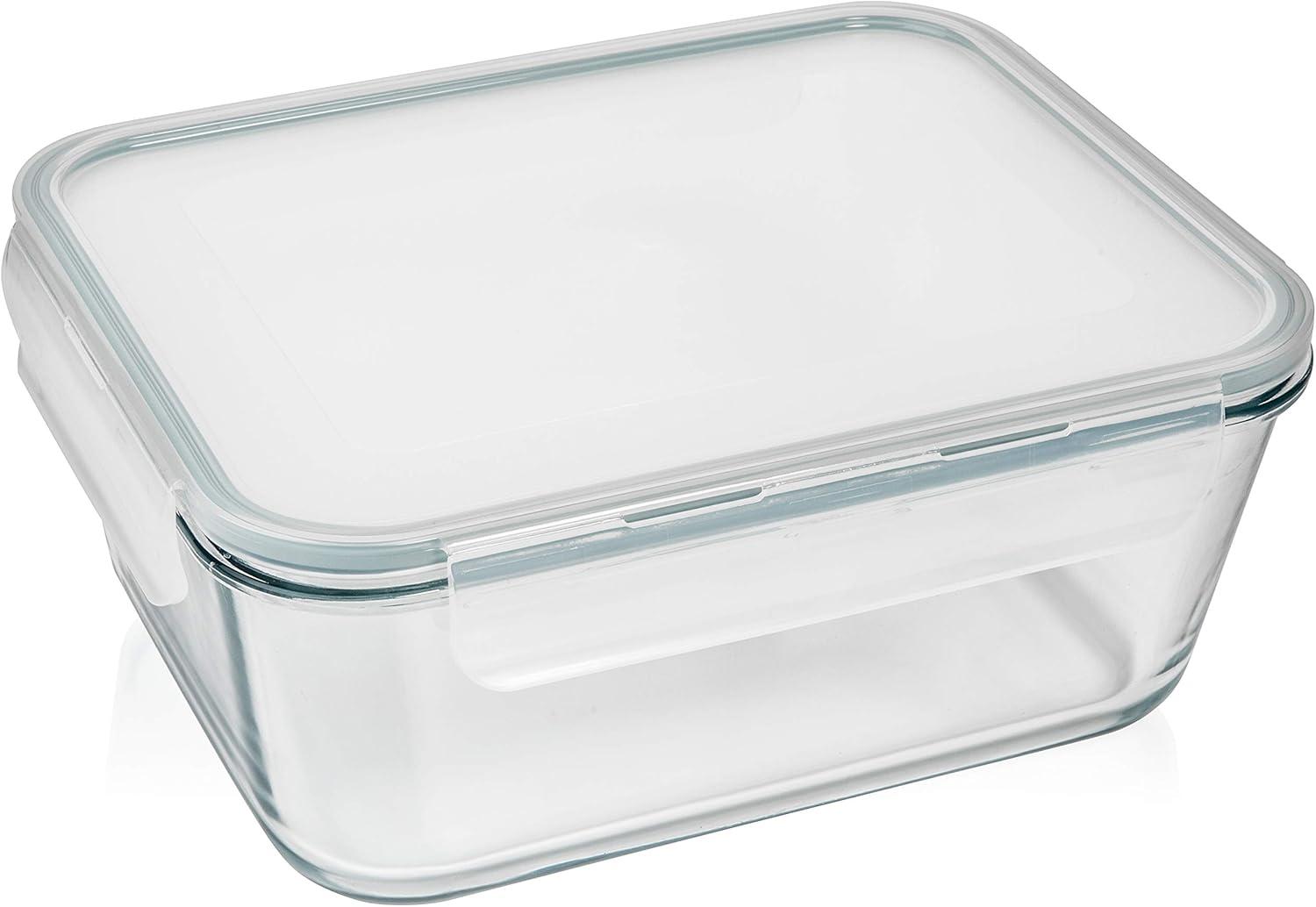 14 Cup, 112 oz Glass Food Storage Container with Locking Lid - For Storing Food, Baking, Roasting