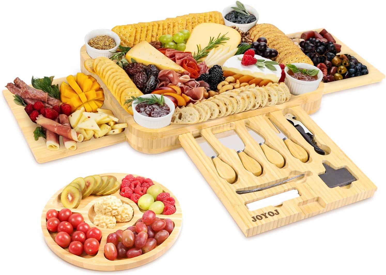 Large Bamboo Cheese Board Set; for Mom, House Warming Gifts, Wedding Gifts, Bridal Shower Gift, Thanksgiving Gifts