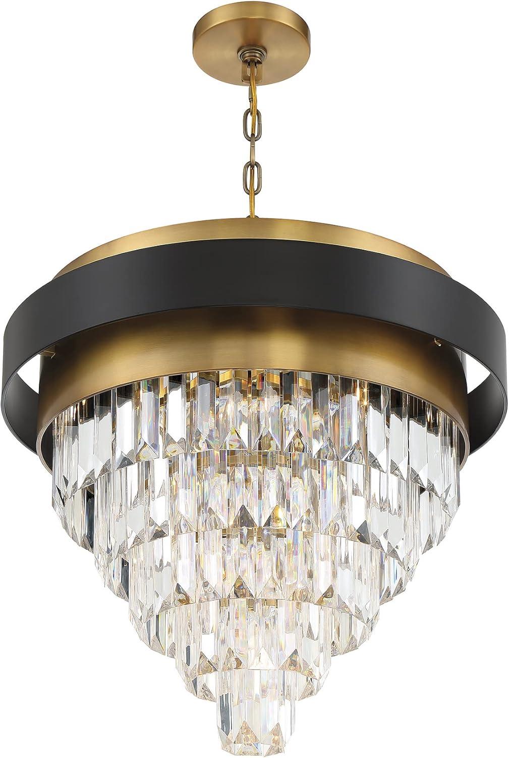 Marquise 4-Light Chandelier in Matte Black with Warm Brass Accents
