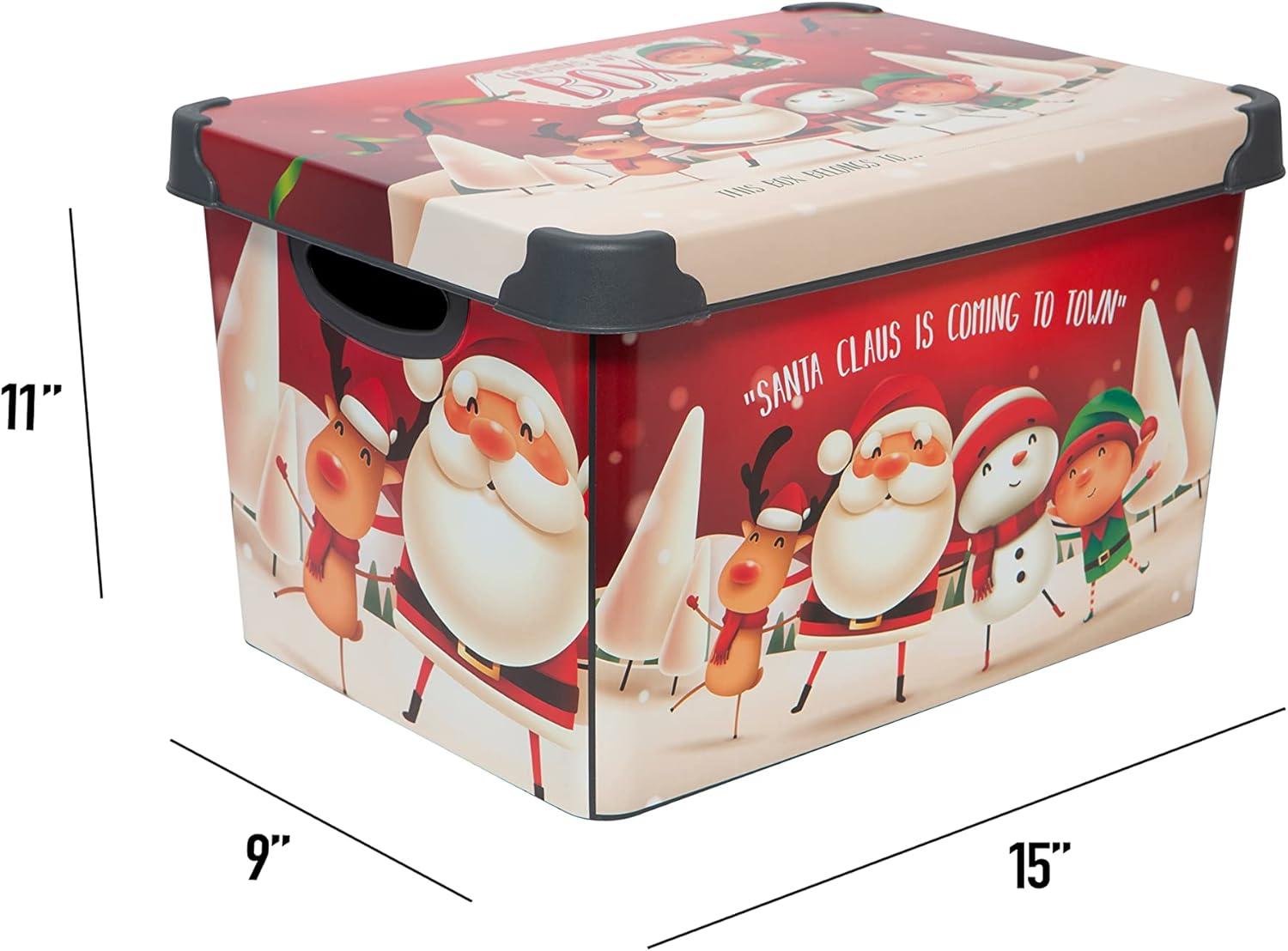 Simplify Santa Clause is Coming to Town Design Plastic Storage Tote