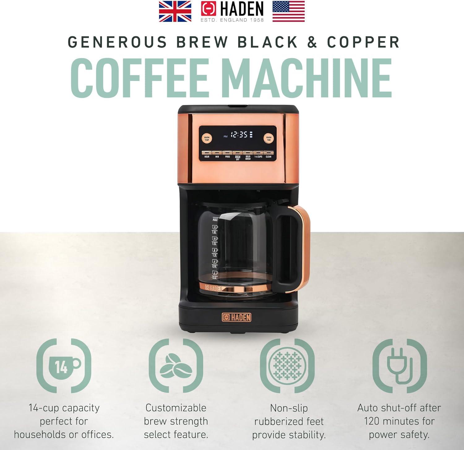 HADEN Generous Brew 14 Cup Digital Drip Coffee Maker with Control Settings