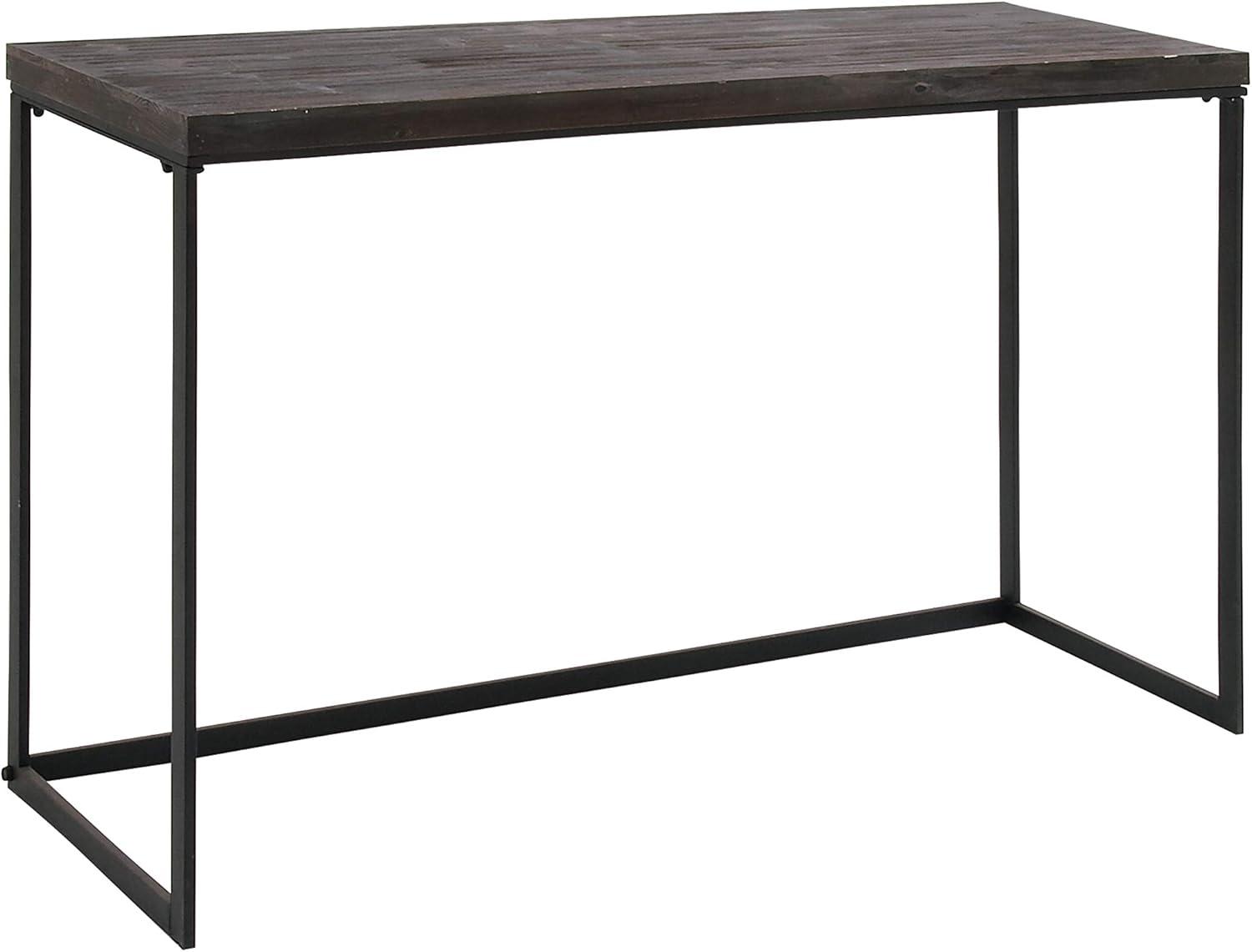 Union Rustic Corneau Wood Minimalistic Dark Brown Console Table with Black Metal Legs