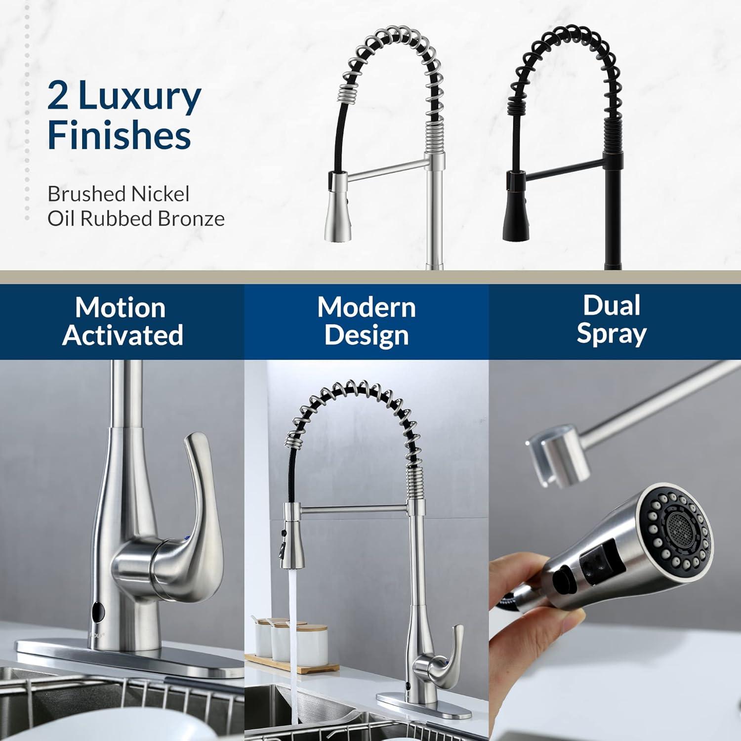 Touchless Spring Neck Pull Down Single Handle Kitchen Faucet