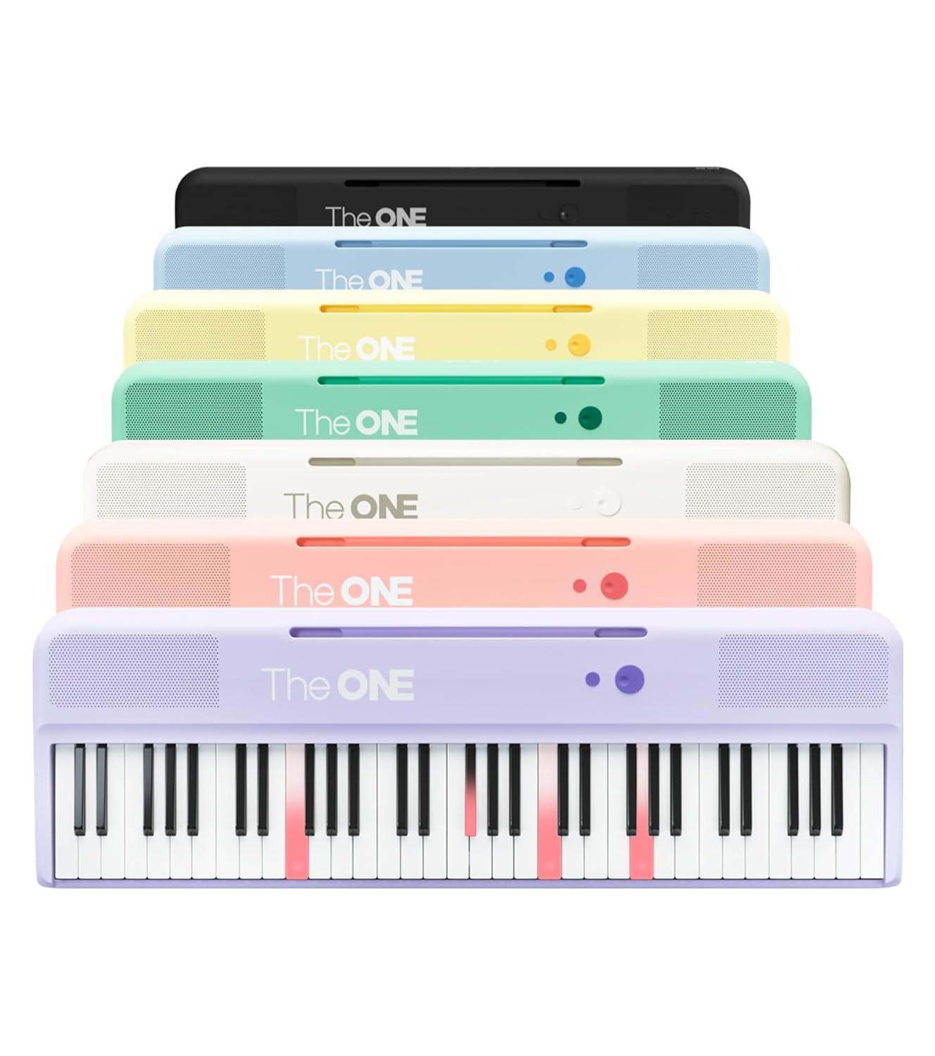 The ONE Smart Keyboard COLOR 61 Lighted Keys Piano Keyboard, Electric Piano for Beginners with 256 Tones, 64 Polyphony, Built-in LED Lights & Apps, Supports USB MIDI/Headphones (Purple)