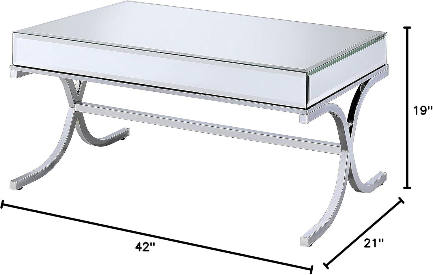 Acme Furniture Yuri Coffee Table, Mirrored Top & Chrome