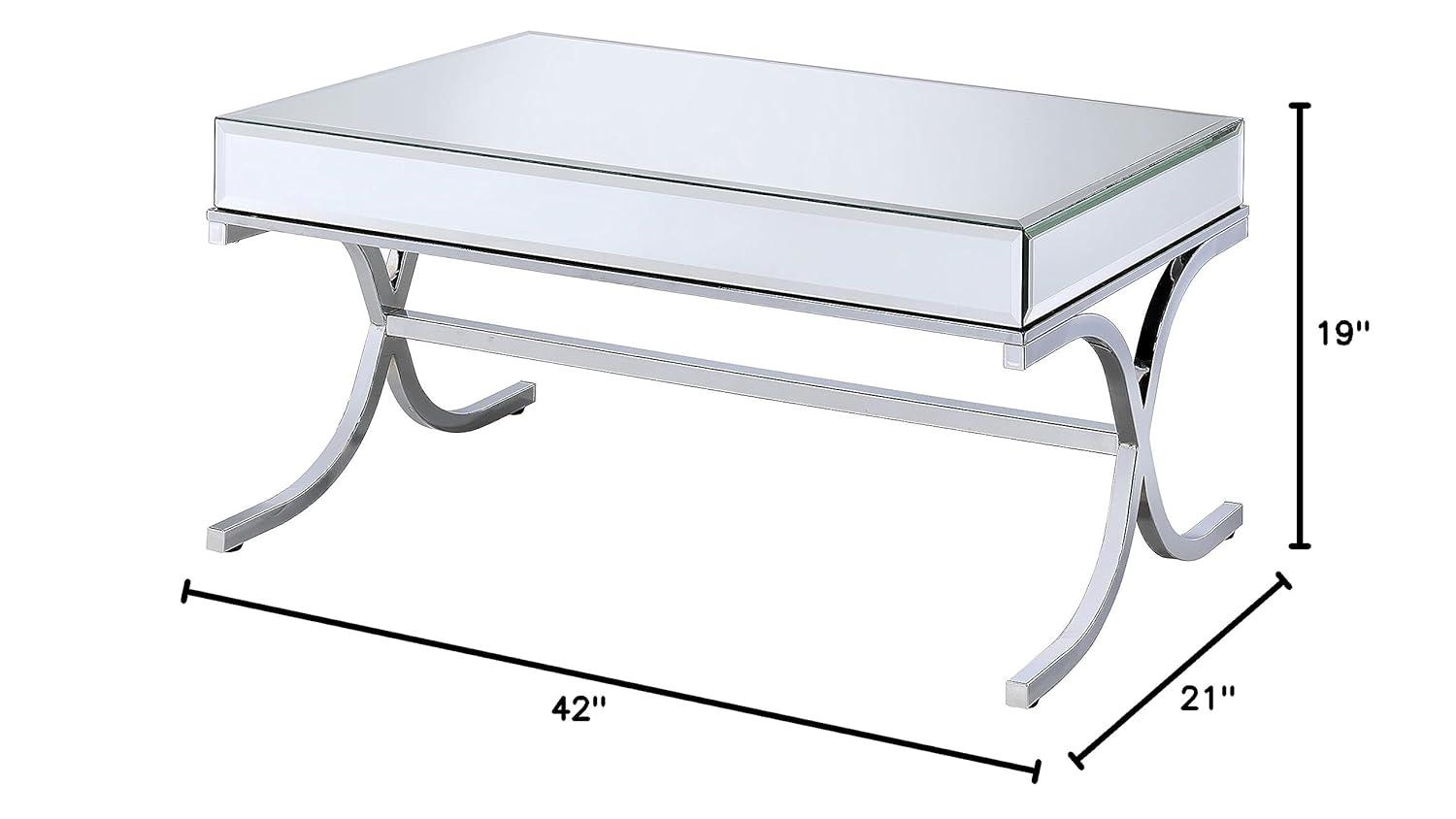 Acme Furniture Yuri Coffee Table, Mirrored Top & Chrome