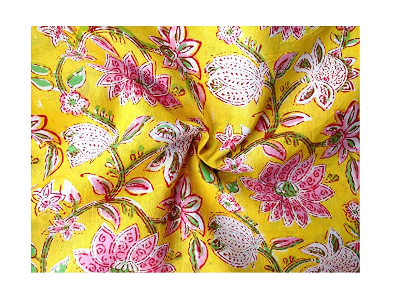 Rastogi Handicrafts 100% Pure Cotton Hand Block Printed Fabric Width - 44 Inches Size 1 Yard (Fabric 12)