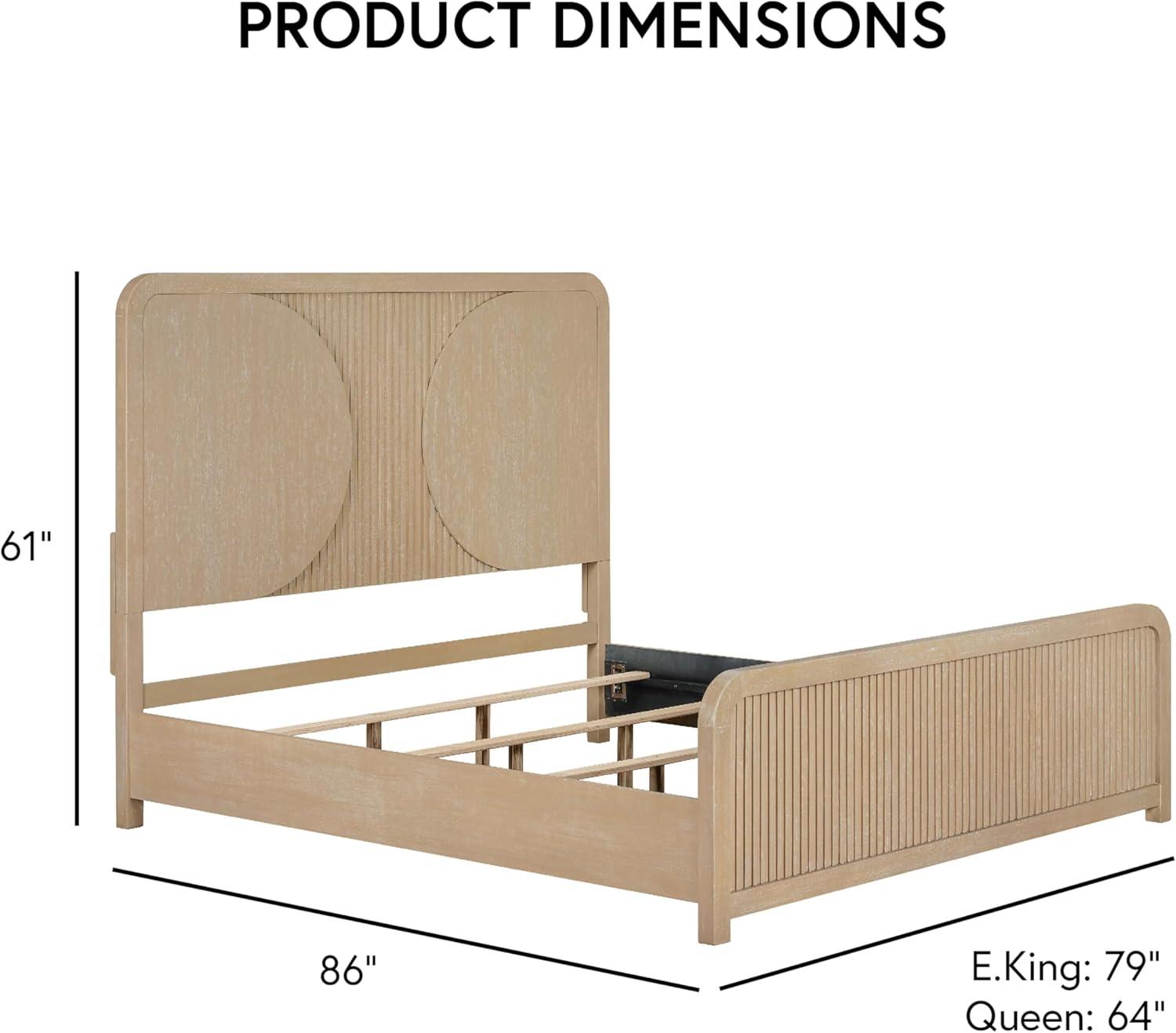 Furniture of America Tissen Modern Solid Wood 5-Piece Queen Bedroom Set with USB Ports, Reeded Panels, Curved Edges and Beveled Mirror, Box Spring Needed, Natural