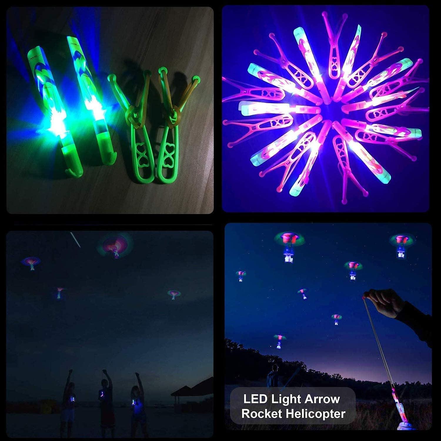 Rocket Copters Amazing LED Slingshot Helicopter Toy, Launches up to 120 ft., 9-Piece Set
