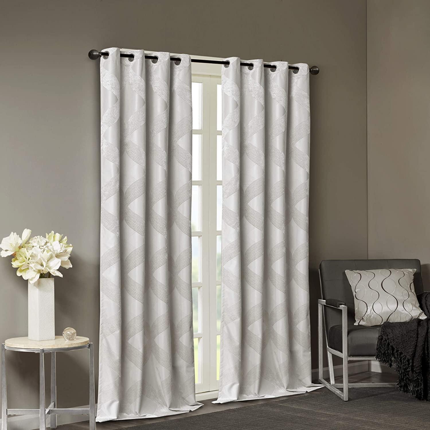 Madison Park Bentley Ogee Knitted Jacquard Geometric Total Blackout Single Curtain Panel