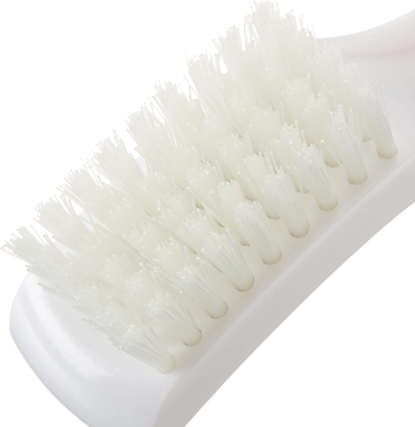 Small White Plastic Utility Brush with Nylon Bristles