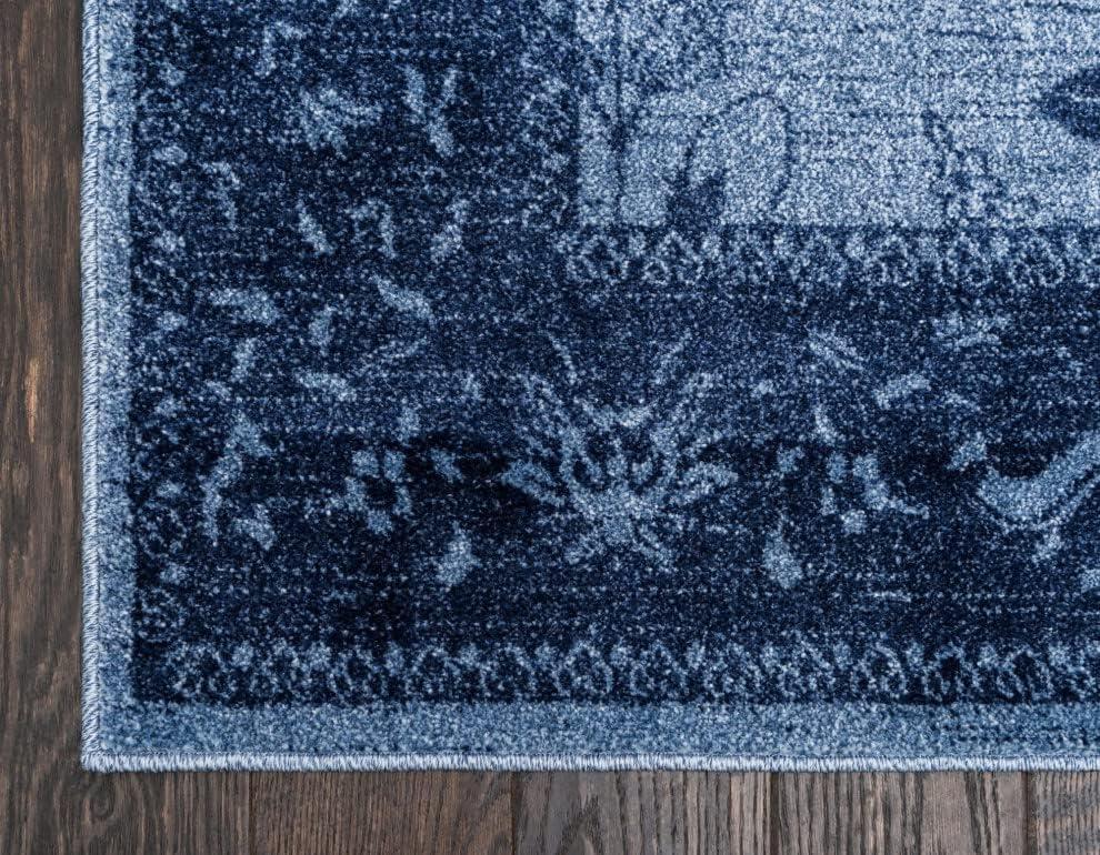 Unique Loom La Jolla Collection Area Rug - Floral (8' x 11' Rectangle Blue/Navy Blue)