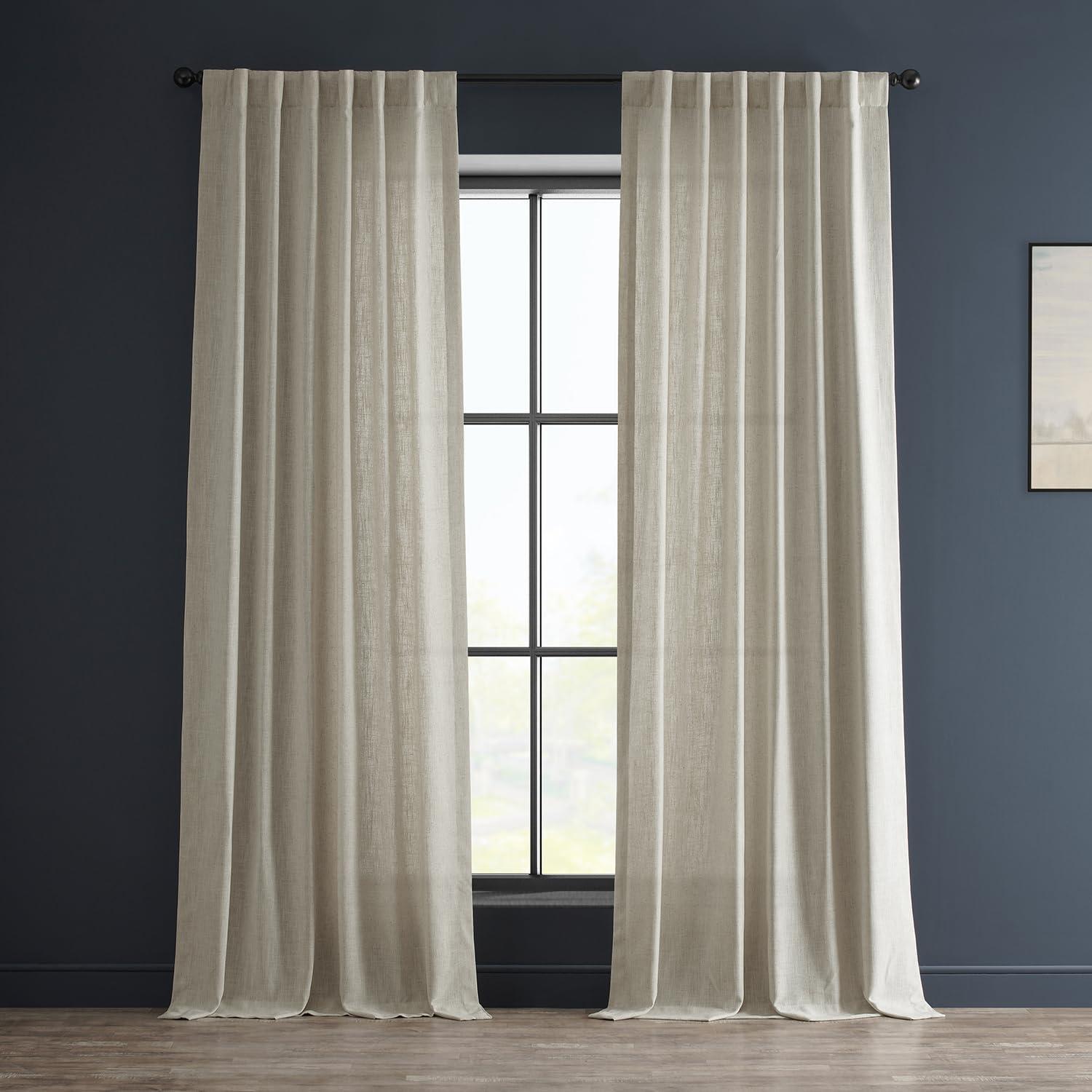 Malted Cream Heavy Faux Linen Curtain (1 Panel), Malted Cream, 50W X 108L