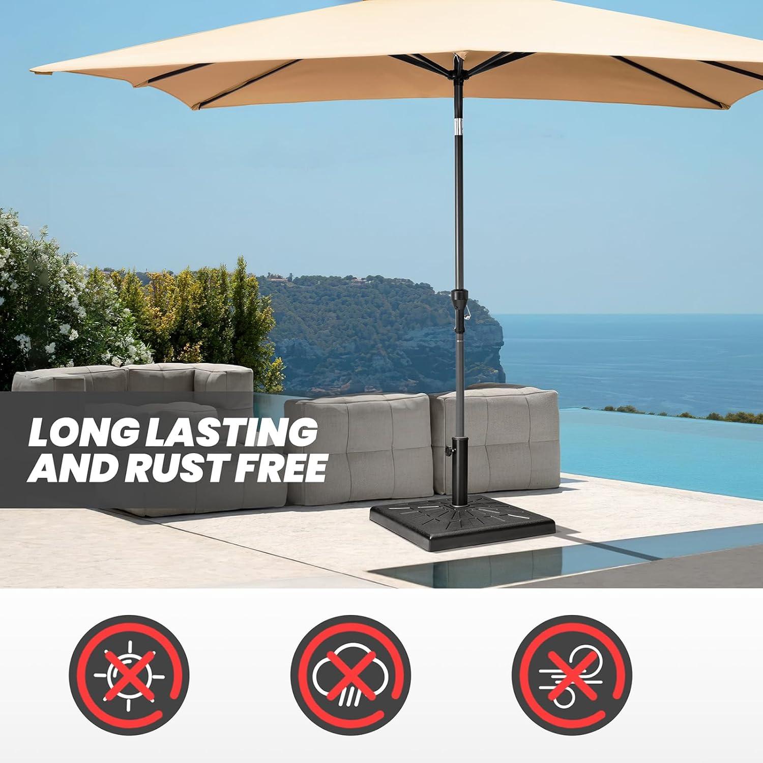 Crestlive Products 42.5 lbs Heavy Duty Square Concrete Patio Umbrella Base with 2 Wheels, Black