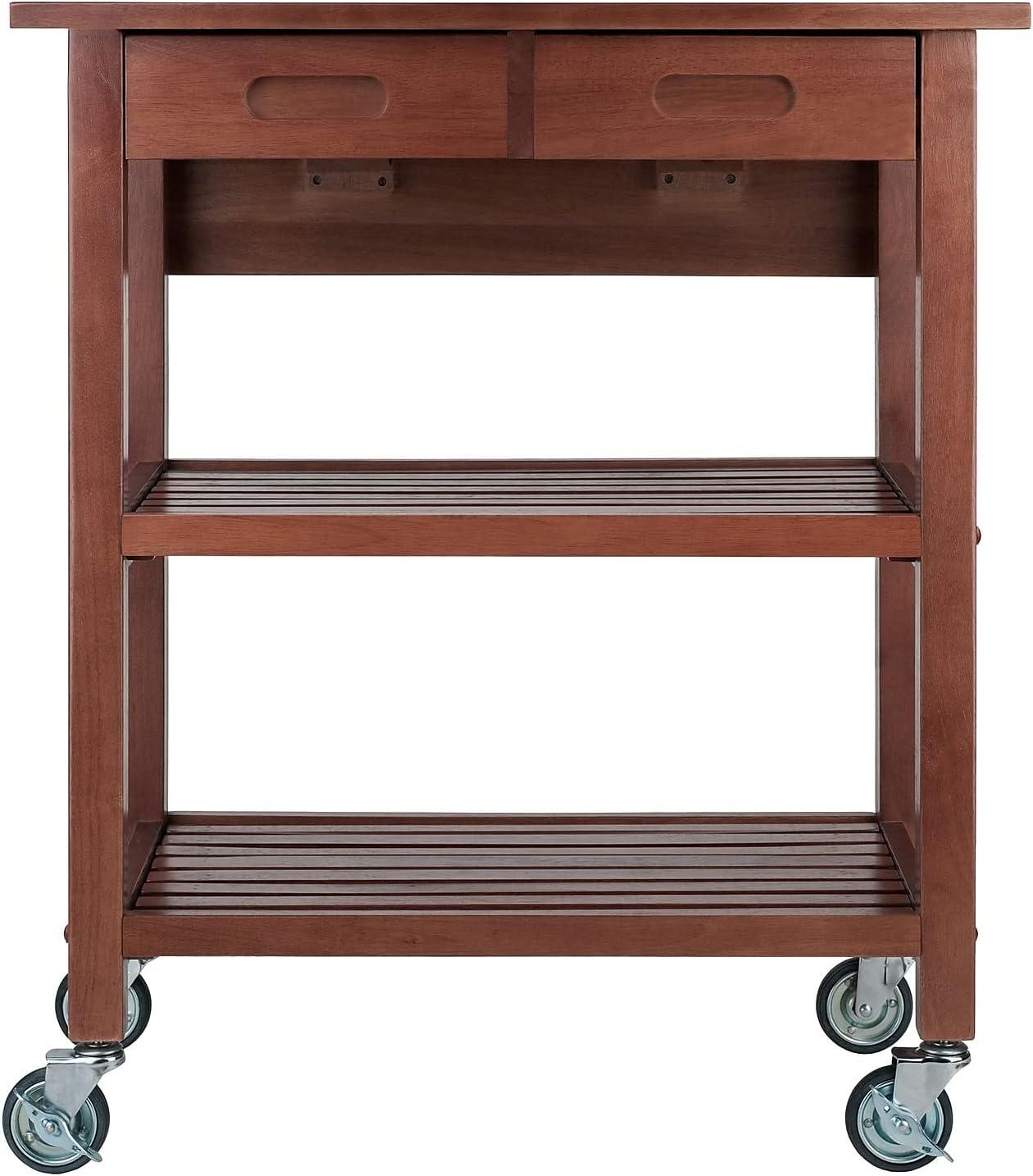 Jonathan Kitchen Cart Walnut - Winsome: Rolling Island with Storage, Wood Composite Surface