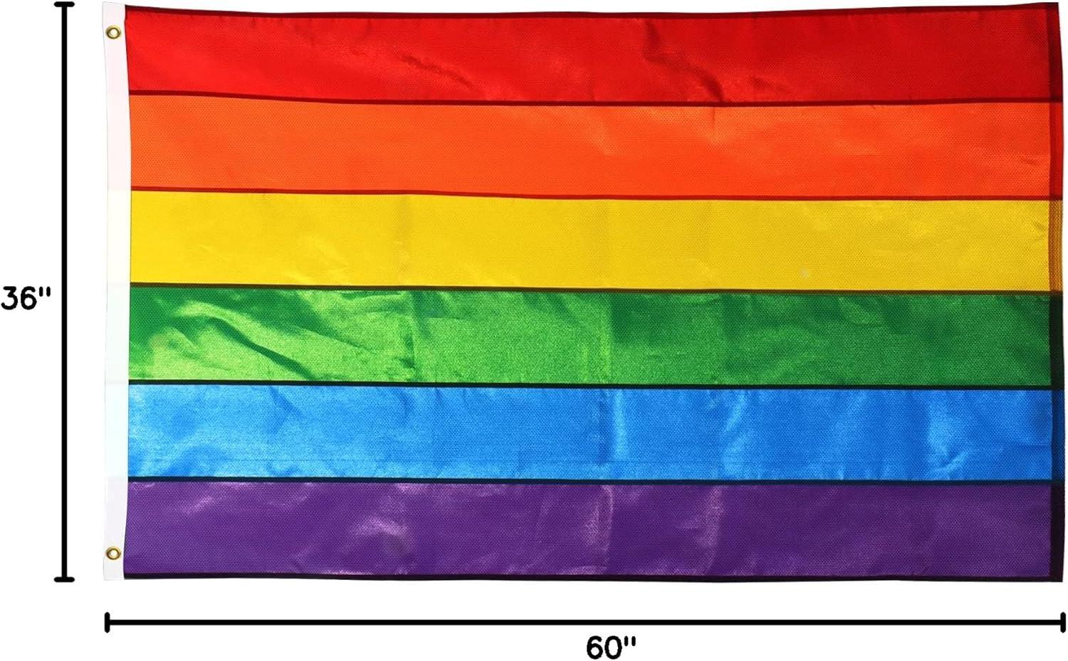 Heavy Duty Nylon Rainbow Pride Flag with Brass Grommets