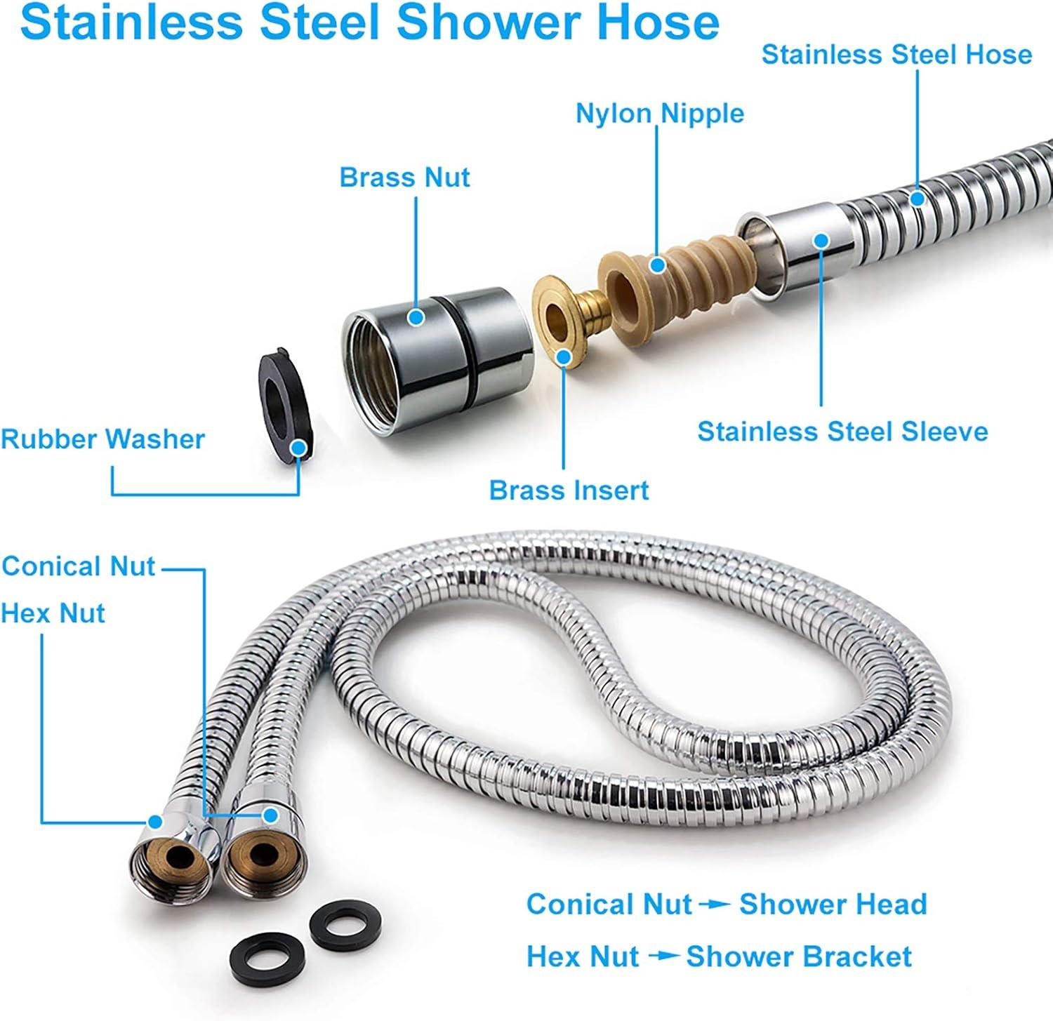 Chrome Handheld Shower Head with Filter and 5 Spray Modes