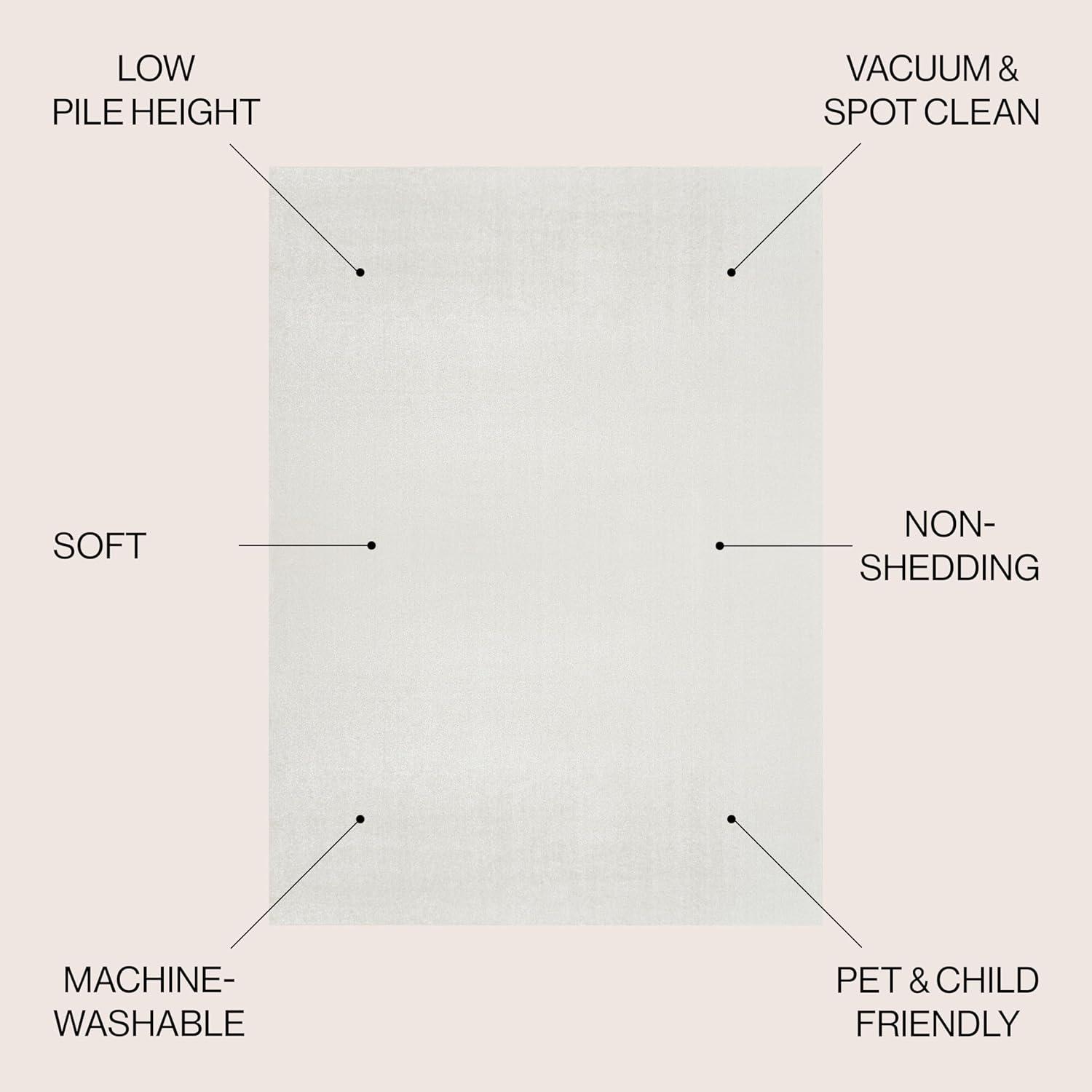 JONATHAN Y Twyla Classic Solid Low-Pile Machine-Washable Cream 4 ft. x 6 ft. Area Rug