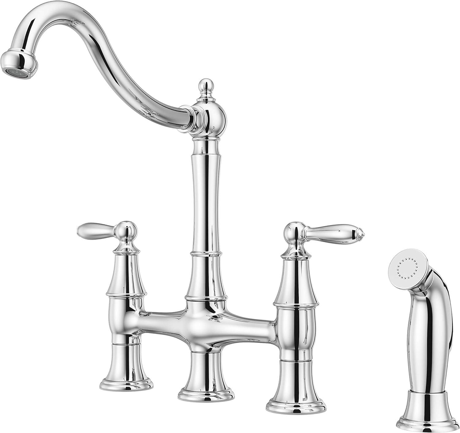 Courant Bridge Double Handle Kitchen Faucet with Side Spray