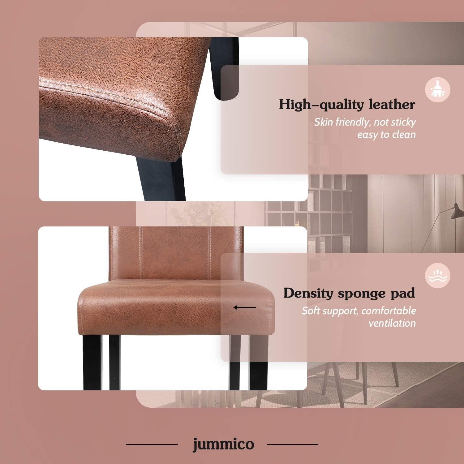 JUMMICO Dining Chair PU Leather Living Room Chairs Modern Kitchen Armless Side Chair with Solid Wood Legs Set of 4(Grey)