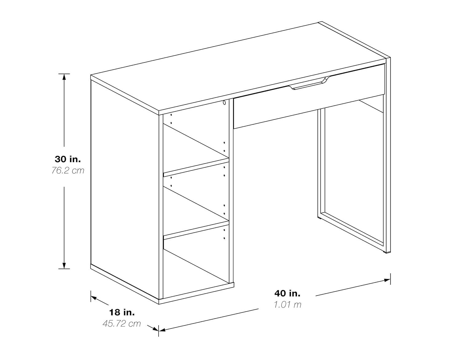 Ravel 40"W Desk in Engineered Wood White Finish by OSP Home Furnishings