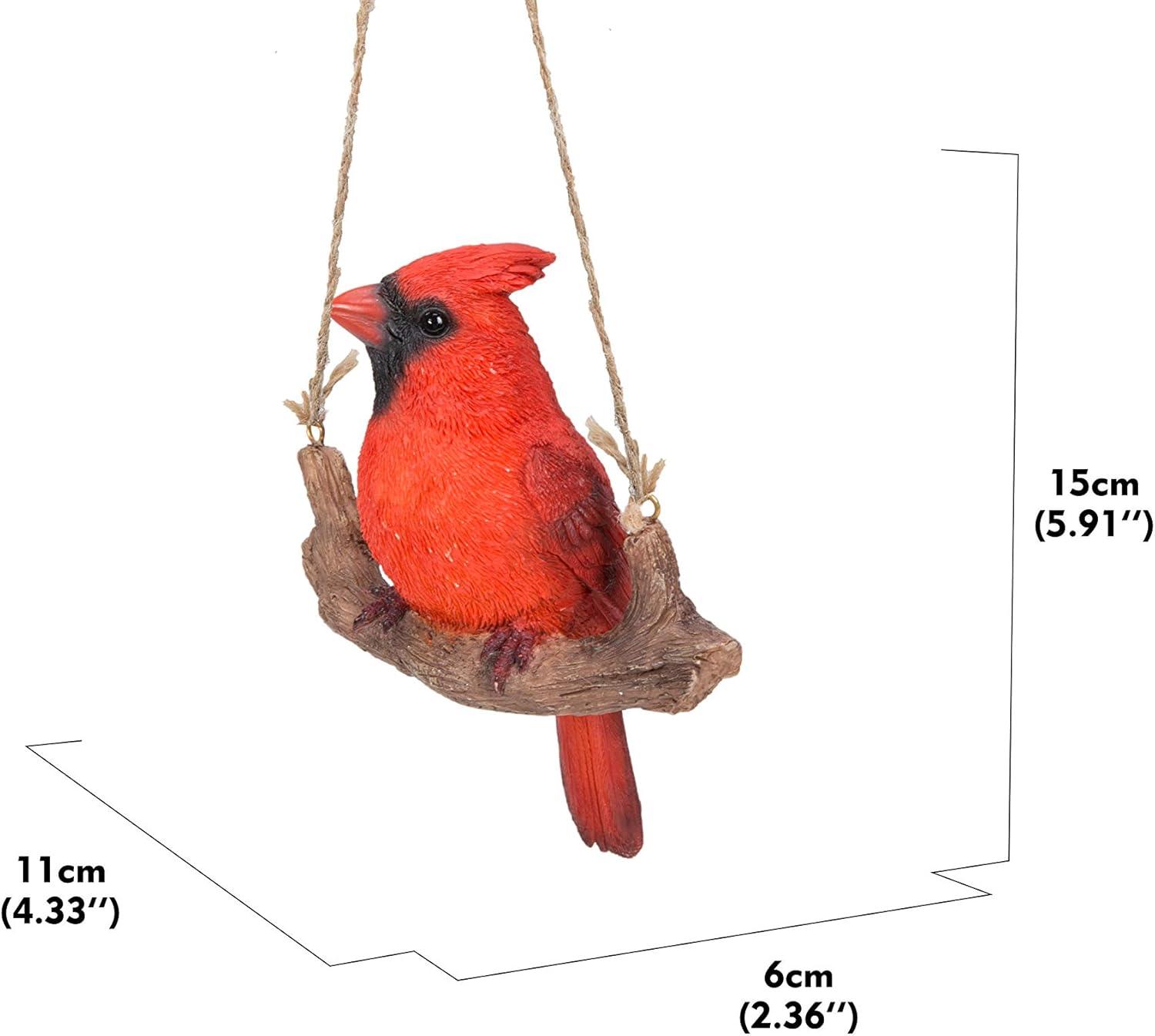 Red Hanging Cardinal on Branch Garden Figurine